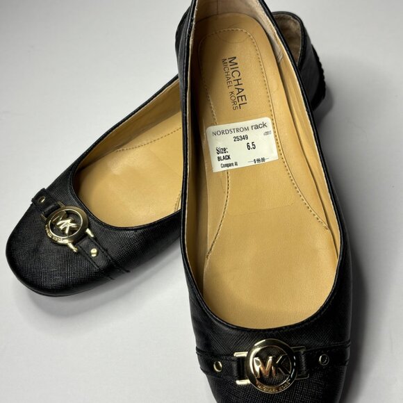 Michael Kors Black Leather Ballet Flats Size 6.5 – NWT - Picture 2 of 5